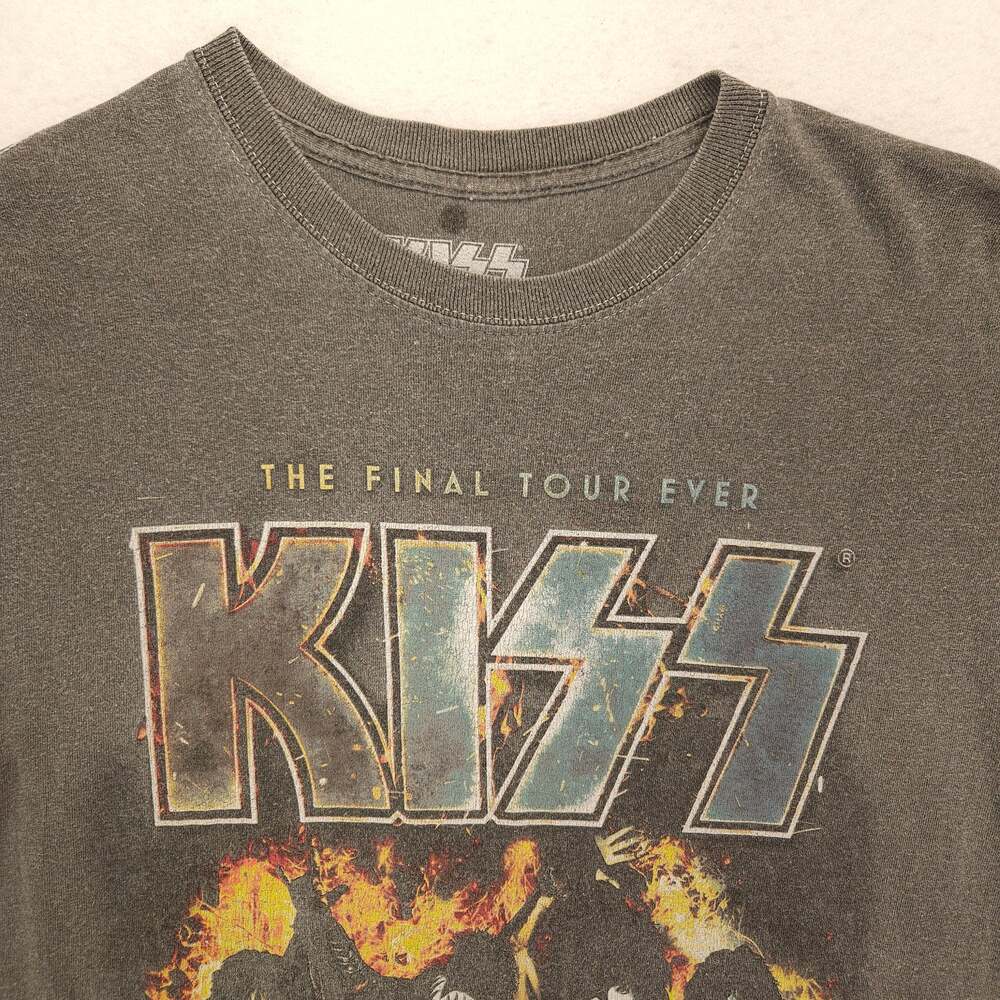 Kiss Band Graphic Short Sleeve Crew Neck T Shirt Mens Size Small S Gray